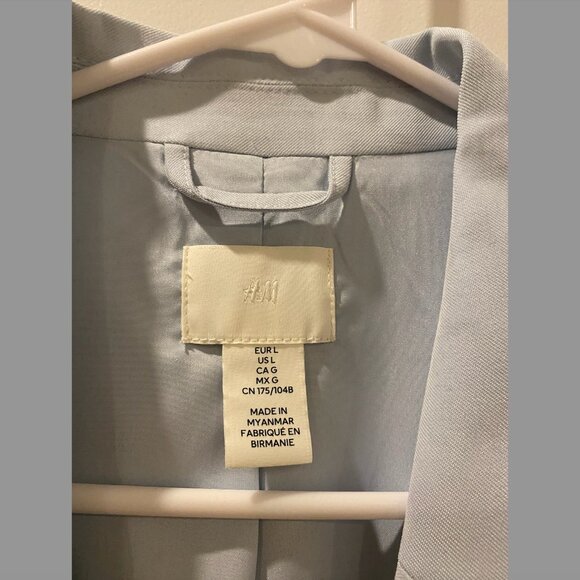 H&M Light Blue Double Breasted Boyfriend Blazer Size L | New | Never Worn - Picture 3 of 5